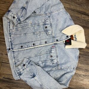 Levi's Blue Denim Jacket with White Sherpa Lining
